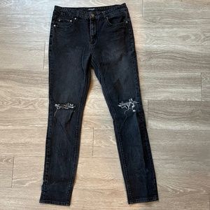 Elwood Black Slim Destructed Denim Jeans 32